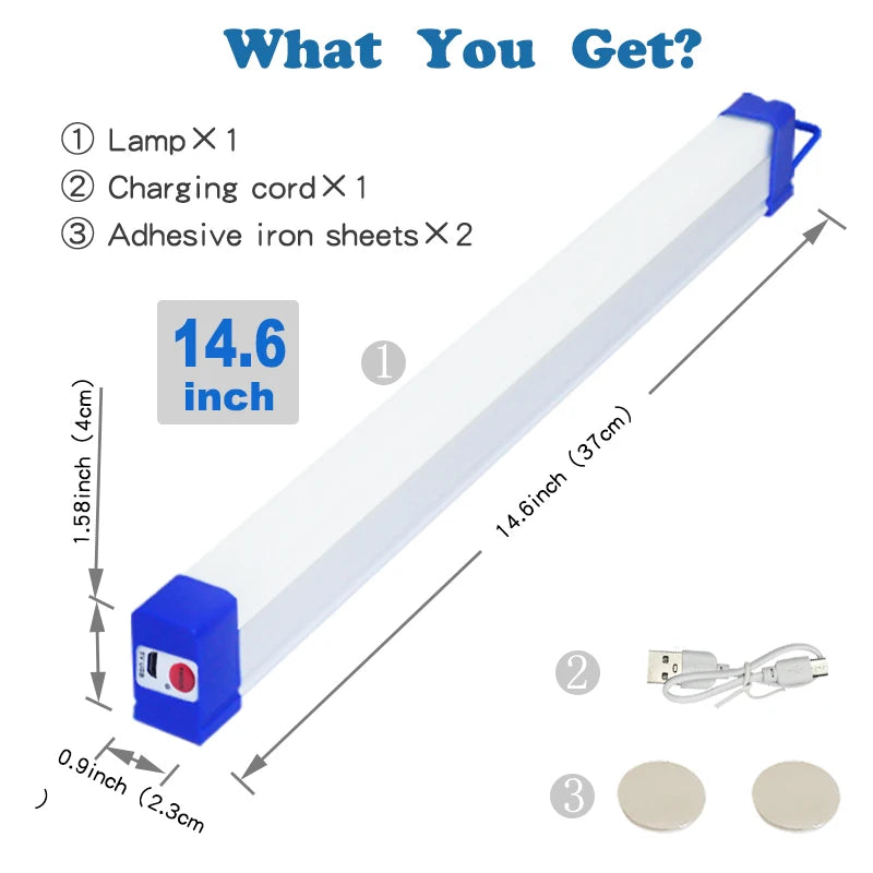 LED Rechargeable Lamp Tube USB 5V Emergency Light Camping Magnetic Portable Lightinging Night Market Outdoor Vehicle Hard Strip