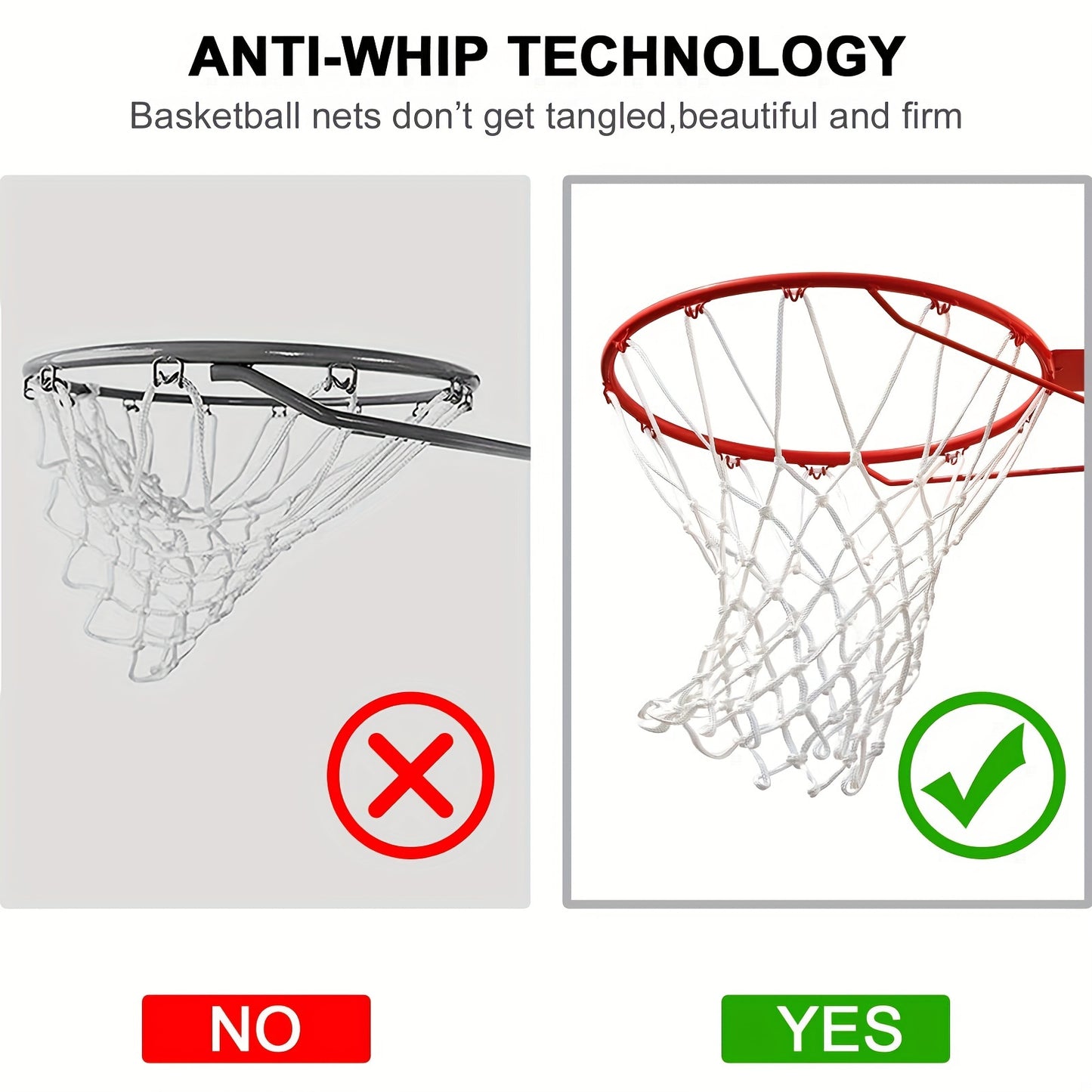 1/2pcs Basketball Rack Net With 12 Loops Heavy Duty Outdoor Basketball Net Replacement Detachable Basketball Net
