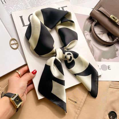 1pcs 70cm Houndstooth Printed Square Scarf For Women Silk CHRISTIAN Letters Fashionable And Versatile Headscarf Scarf Bandana