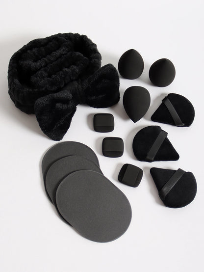 15Pcs Cosmetic Puff Makeup Sponge Blender Beauty Egg Foundation Sponges Puff Wash Face Headband Wristband Make up Accessories