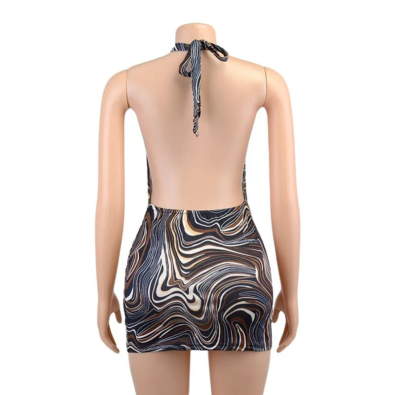 cross-border explosive summer plaid slim comfortable halter dress women's Europe and the United States hot sales