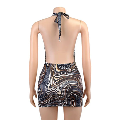 cross-border explosive summer plaid slim comfortable halter dress women's Europe and the United States hot sales