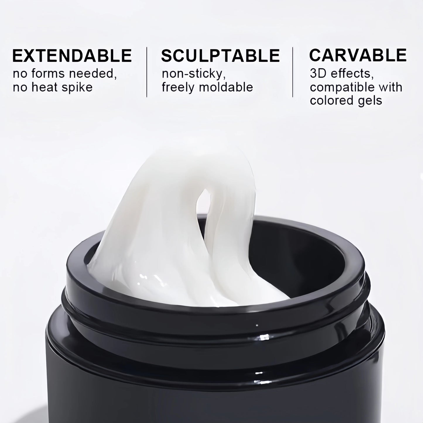 3D Nail Gel, Non-Sticky Hard Long-Lasting Overlay, Creates 3D Bow Geometric Letter Shapes, Salon Quality, Soluble Residue-Free A