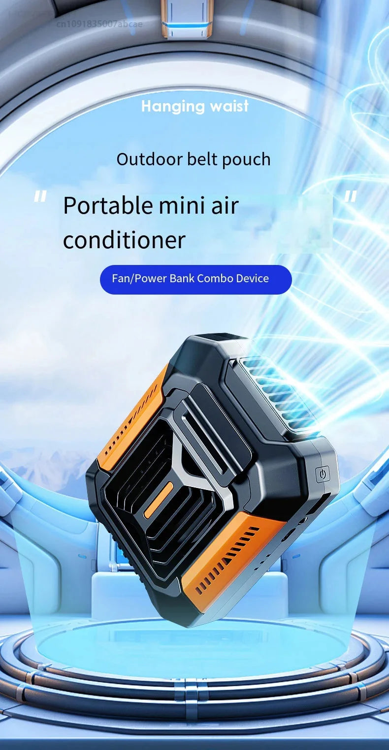HOMFISH Personal Belt Clip Fan Portable Power Bank Flashlight Wearable Fan Hanging Neck Fan for Outdoor Works Hiking Camping