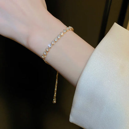 Wave Geometry Adjustable Bracelet Bangle Luxury Fashion Rhinestone Crystal Bracelets Women Wedding Wristband Jewelry