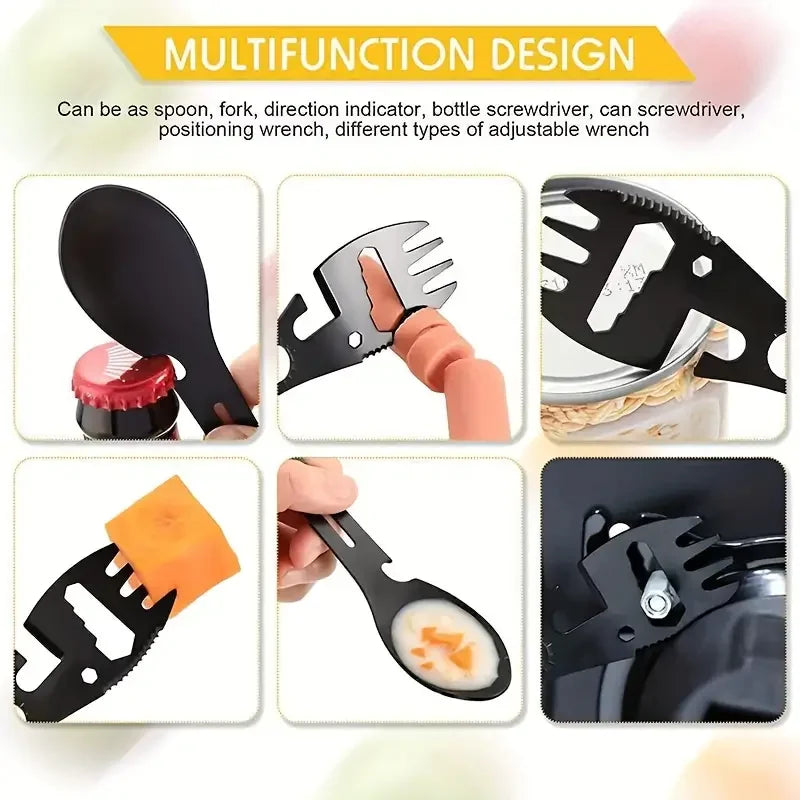 Outdoor Fork Spoon Versatile Outdoor Camping Tool Lightweight Fork Spoon Bottle Opener for Survival Tactical Utility for Easy