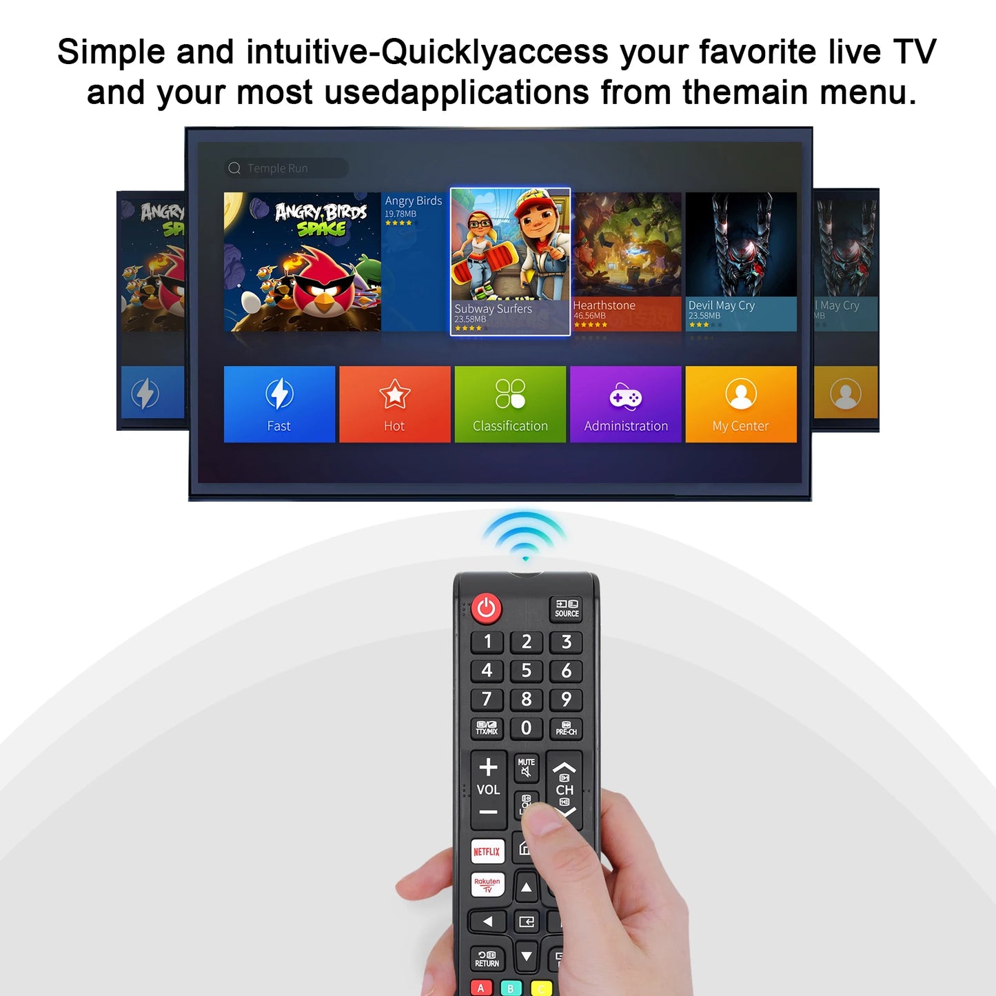 Universal Remote Control for Samsung Smart Tv, Control Replacement Fit for 4K Uhd Qled Hdtv Led Tvs, with Hulu Netflix Primevide