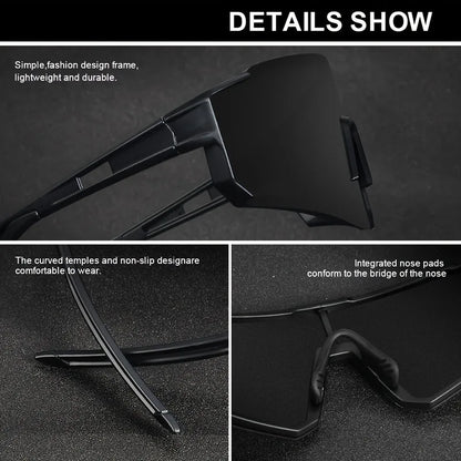 2PCS Oversize Cycling Sunglasses UV400 Protective Outdoor Sports Climbing Driving Bike Glasses Men Women Bicycle Goggles