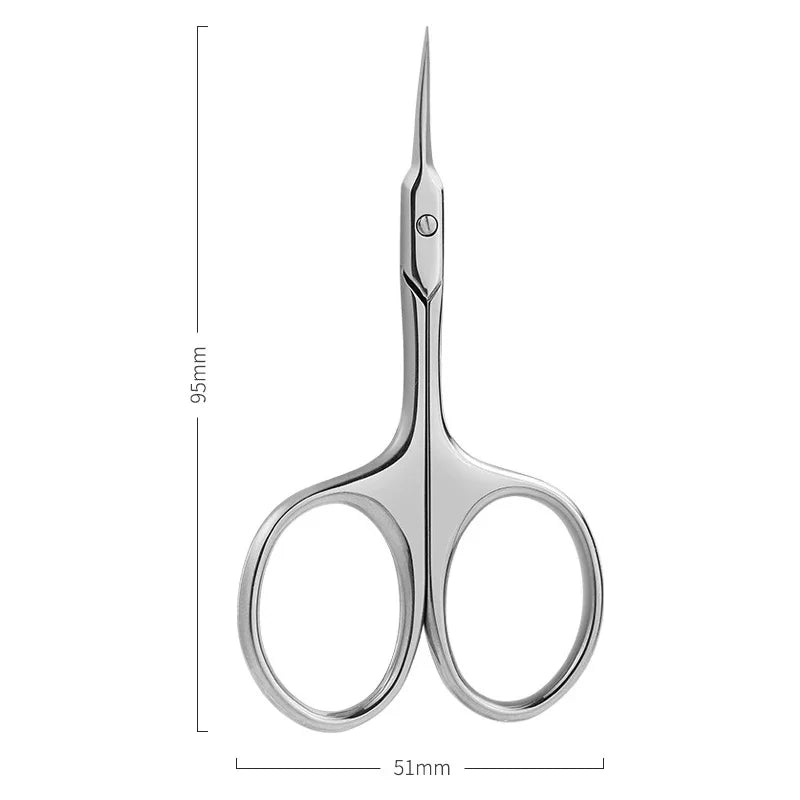 Stainless Steel Cuticle Scissors Curved Blade Nail Manicure Tool for Eyebrow Eyelash Dry Skin Multi-purpose Compact Size