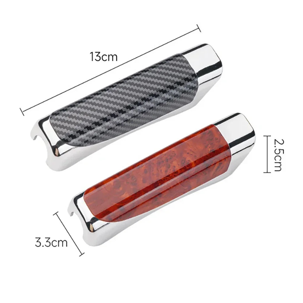 Universal Car Handbrake Grip Protect Cover Styling Wooden Carbon Fiber Decor High Quality ABS Smooth SUV Interior Accessory