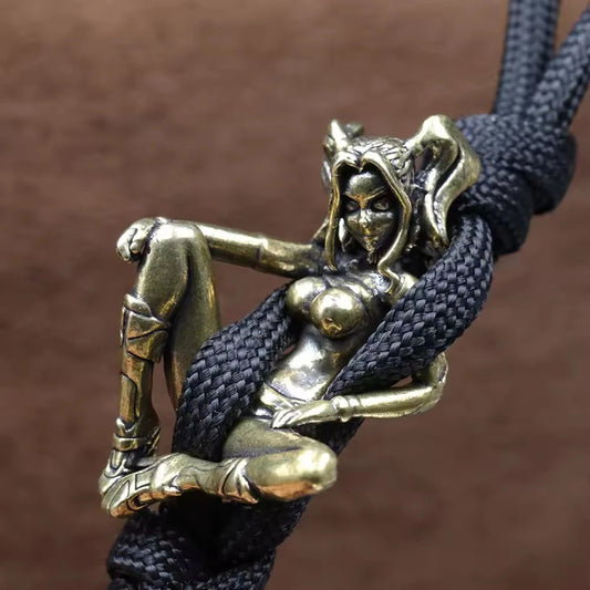 Beauty Girl Brass Knife Beads DIY Paracord Handmade Woven Lanyard Pendants Umbrella Rope Bracelet Charms DIY Accessories