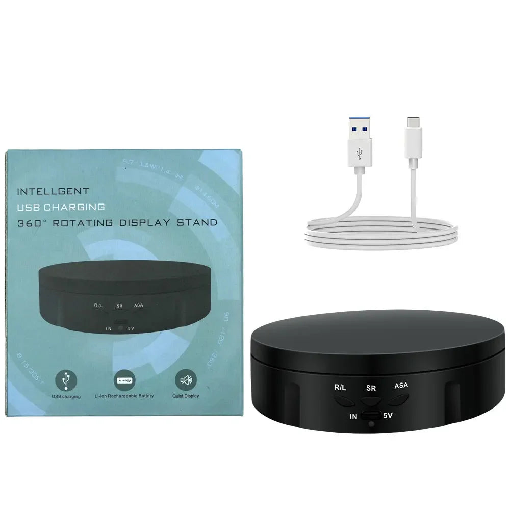 Electric Rotating Base Display Stand 3 Speeds 360 Degree Turntable Jewelry Holder USB/Battery Powered Rotating Tray