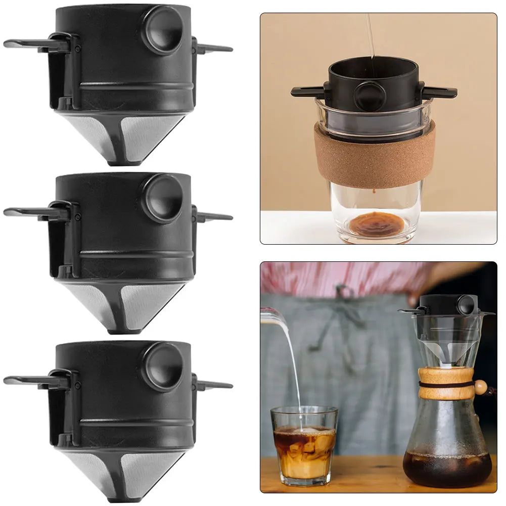 Foldable Portable Coffee Filter Coffee Maker Stainless Steel Drip Coffee Tea Holder Reusable Paperless Pour Over Coffee Dripper