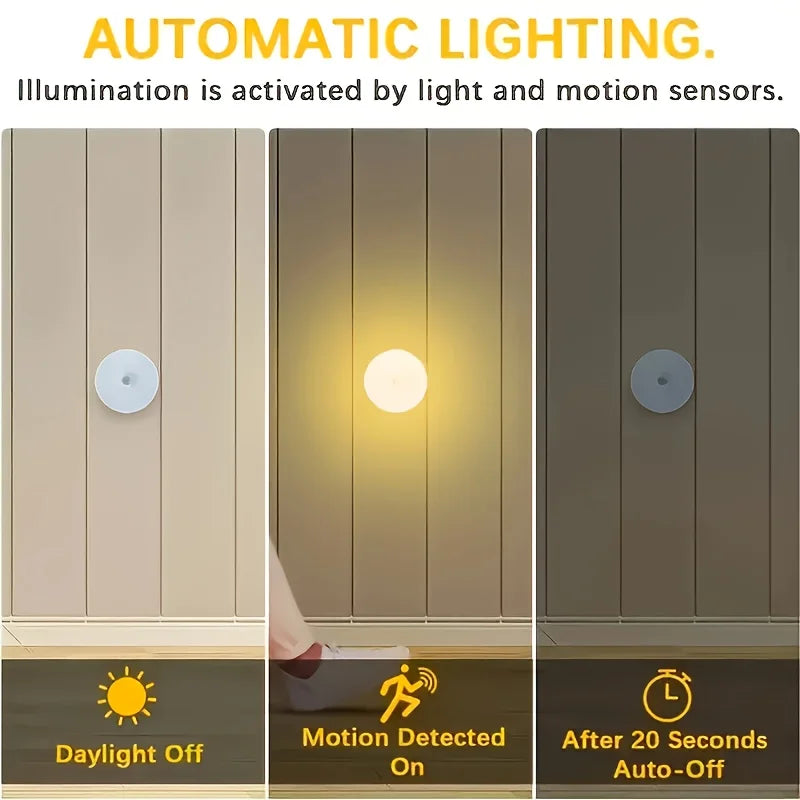 1pc Motion Sensor Night Light - Wireless LED Detector Lamp for Bedroom, Staircase, Closet, and Room Decor-