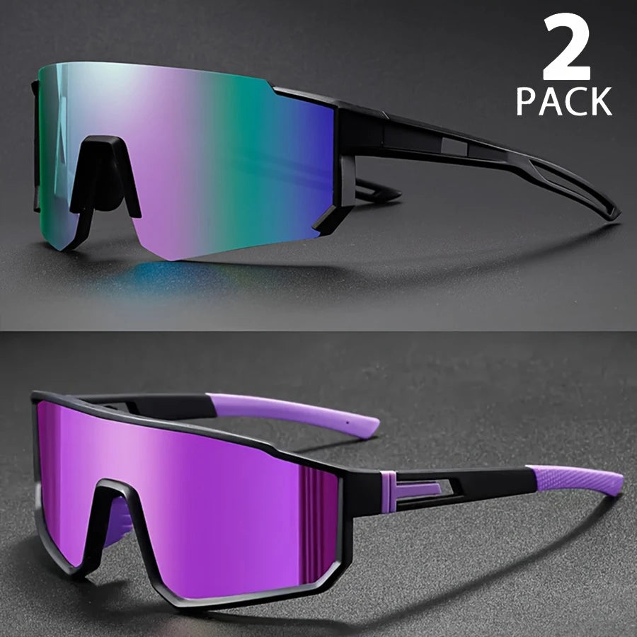 2PCS Oversize Cycling Sunglasses UV400 Protective Outdoor Sports Climbing Driving Bike Glasses Men Women Bicycle Goggles