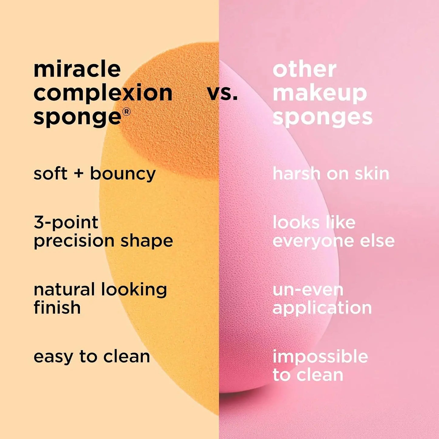 Real Techniques Skin Sponge, Makeup Blender, Liquid Base & Cream, Professional Makeup Tool Without Stripes, 4 Free Units