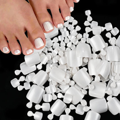 120Pcs Glossy Black Press On Toenails Short Square Full Cover Fake Toenail Tips for Summer Women False Foot Nail Tip Extension &