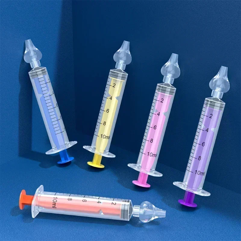 10ML Baby Nasal Syringe Set with 5 Silicone Heads Baby Nasal Aspirator Qucik Syringe Nose Cleaner Rinsing Tools for Infant Kids
