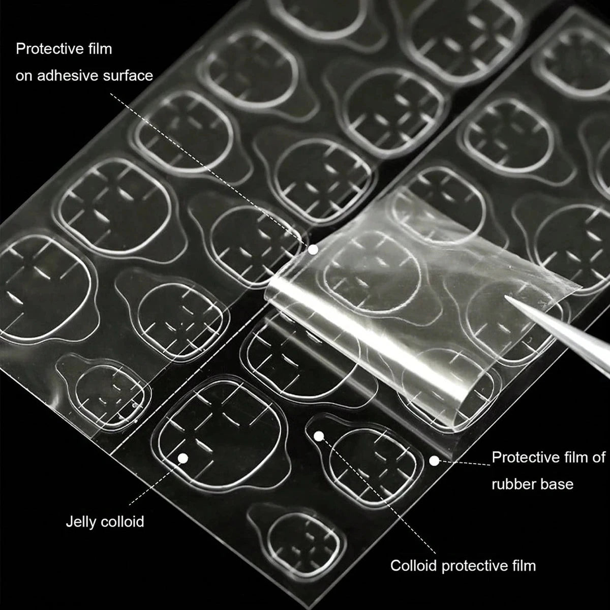 Double Side Nail Jelly Glue Transparent False Nail Art Adhesive Tape Glue Stickers DIY Reusable Manicur Nails Accessories