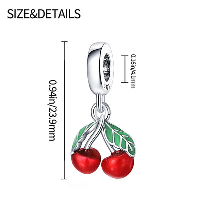 Charms Silver 925 Ladybugs and Cherry Strawberries Pendant Bead Fit 3mm Bracelet Bangle Necklace For Women Luxury Jewelry Making