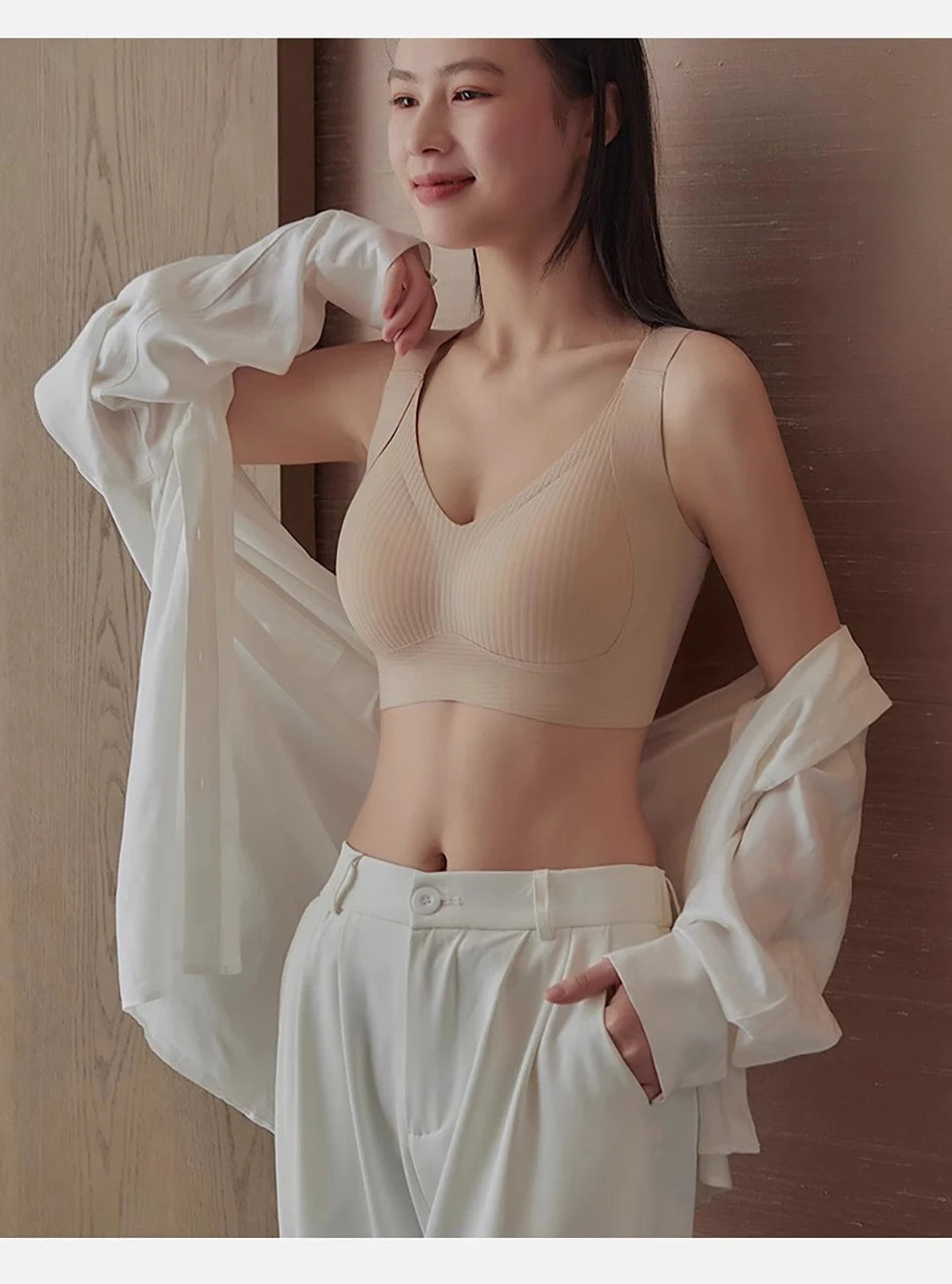 Women Maternity Bra Non Slip Shoulder Strap Bralette Simple and Casual No Underwire Padded Full Cup Size Adjustable Underwear