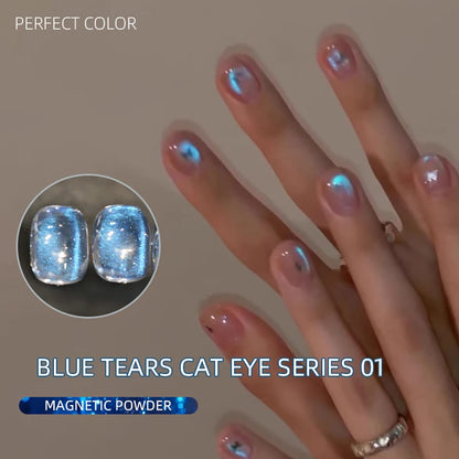 PERPECT COLOR Blue Tears Cat Eye Series, 3 Colors 1pc/3g Unique Blue Color And Magnetic Powder, Gives A Dreamy, Romantic Feeling