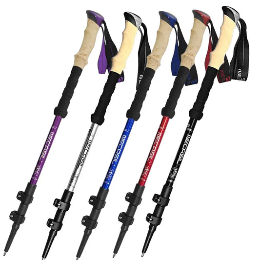 1pcs Hiking Anti Shock Walking Sticks Telescopic Trekking Climbing Poles Ultralight Walking Canes  Aluminum Outdoor  135CM