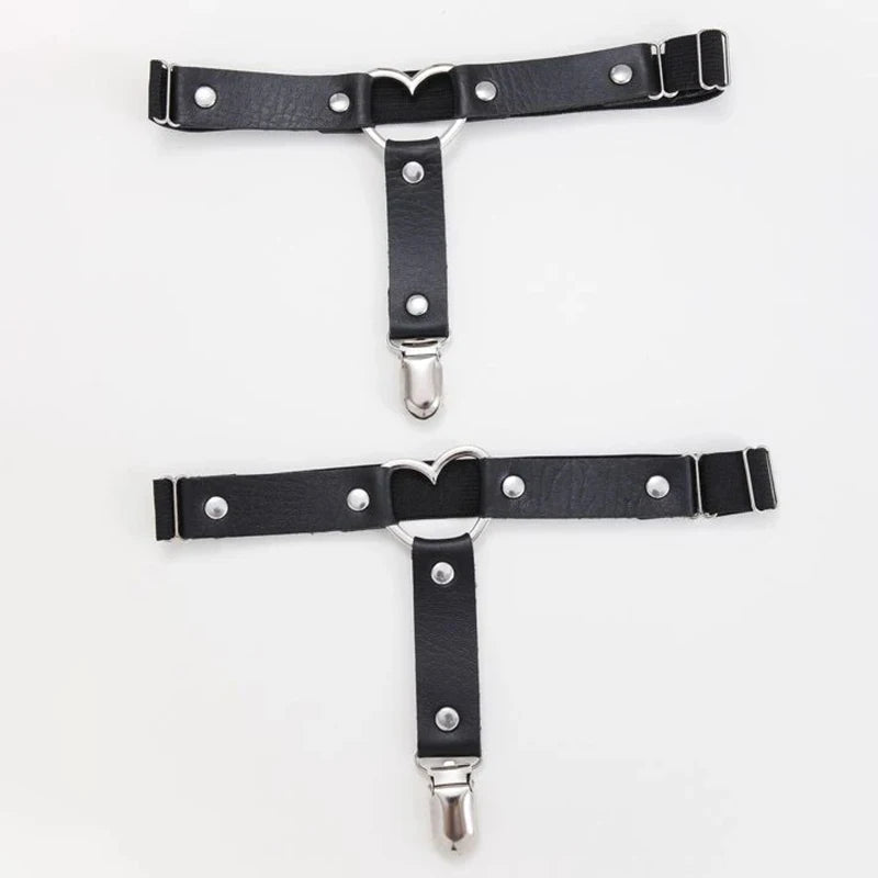 1pc/2pc punk Metal Tassel Pendant Pink PU Leather Choker Collar Sexy Spiked Neck Strap Clavicle Men Necklaces for Women Gothic