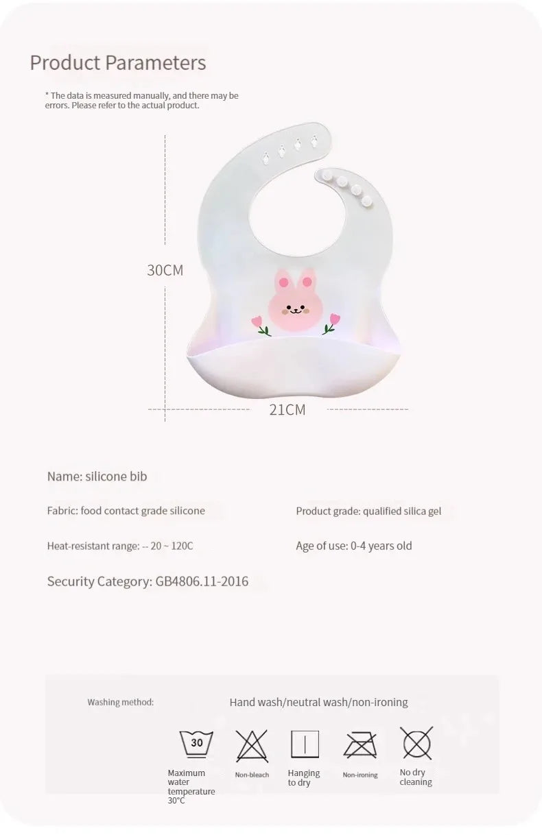 Baby Bib Waterproof Soft Silicone Scarf Cartoon Bear Cute Print Adjustable Bibs Burp Cloths Baby Feeding Aprons Kids Eating