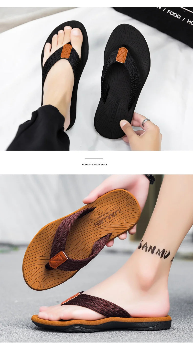MEN Flip flop Comfortable Breathable Slip-On Sandals for Men Casual Summer Footwear