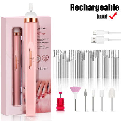 LINMANDA Portable Electric Nail File Nail Set with 4 Speeds Cuticle Trimmer Battery Operated Manicure and Pedicure Tools