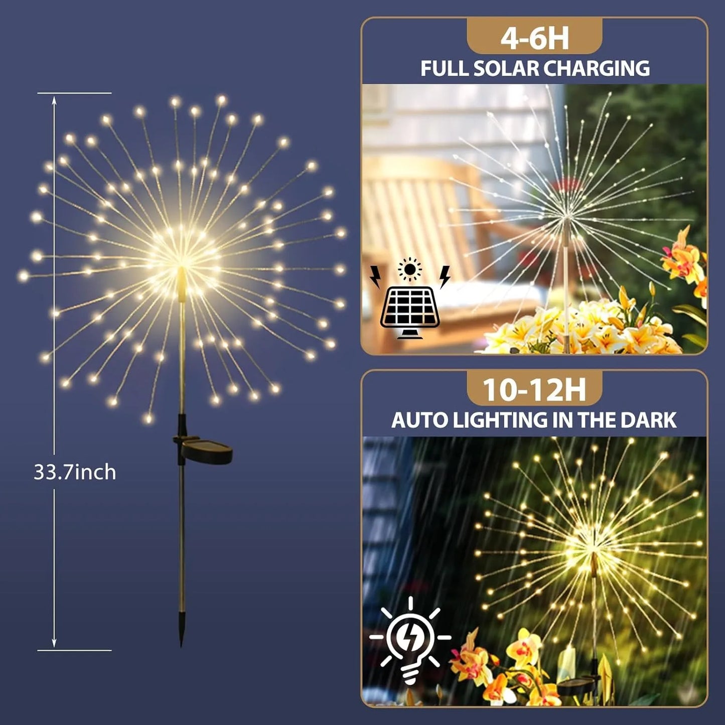 60/200LEDs Solar Firework Lights Outdoor Waterproof Solar Garden Lights 8 Lighting Modes With Remote Control Decorations Light
