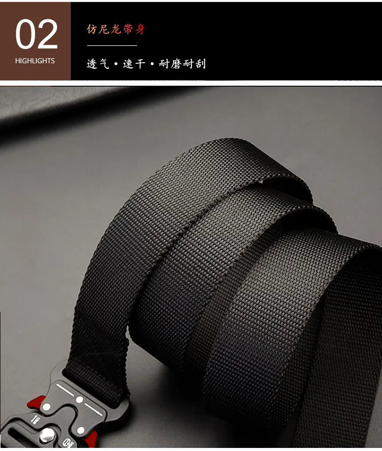 1 Piece Men's Tactical Sports Belt, Quick Release Symmetrical Buckle, Polyester Fiber, Suitable for Outdoor Training Military