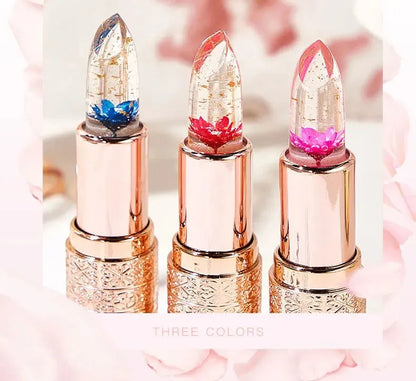 Temperature Color Changing Women Flower Lipstick Transparent Waterproof Moisturizing Crystal Jelly Pearlescent Lip Balm Cosmetic