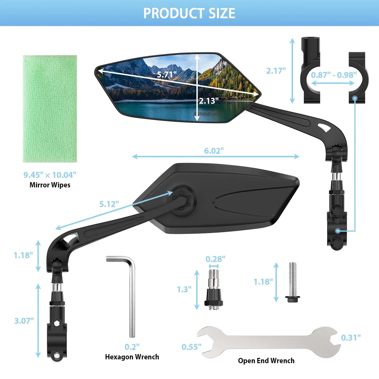 DOMEN Bicycle Rearview Wide Angle Mirror Cycling 360° Adjustable Rotate Road Bike Handlebar Rear View Mirrors Bike Accessories