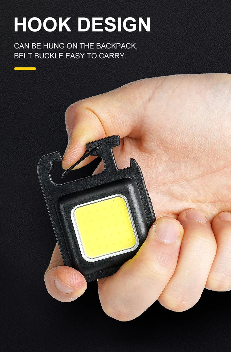 Super Bright MINI COB Keychain Flashlight Charging Lamp Camping Lights with Magnet 3 Lighting Modes for Camping Home
