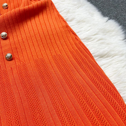 YuooMuoo 2026 Summer Women Knitted Long Dress Brand Fashion O-neck Buttons Bodycon Sweater Dress Elegant Lady Office Vestidos