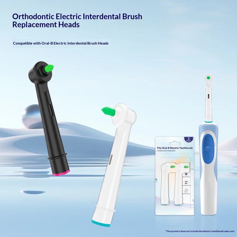 Compatible with Oral B Electric Toothbrush Brush Heads 2Pcs, Interdental Gap Cleaning Replacement Toothbrush Refill Heads