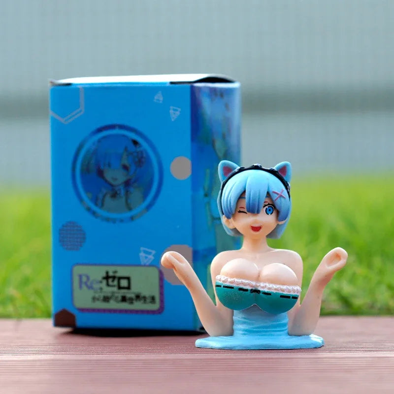 Sexy Kanako Chest Shaking Girls Car Ornaments Cartoon Kawaii Anime Statue Car Dashboard Sexy Doll Figurine Cute Car Decorations