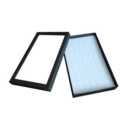 36 Slot Rings Display Box Stand Metal Earrings Storage Box Storage Box with Transparent Cover Jewelry Display Cabinet