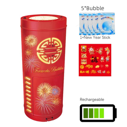 2024 Chinese New Year Imitation Firework Bubble Blowing Machine Electric Bubbles With Music Light Wedding Party Gift