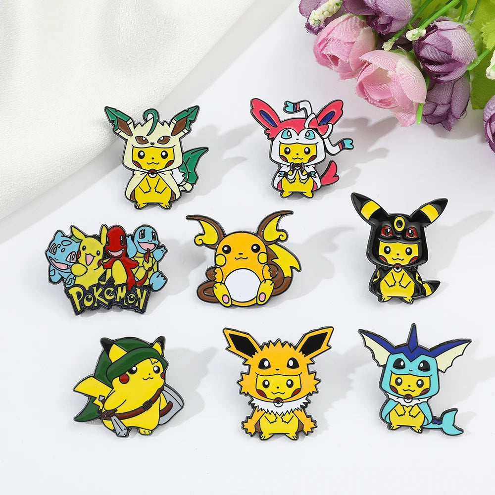 Pokemon Pikachu Game Console Enamel Pins Badges Brooches Japanese Anime Squirtle Funny Punk Denim Jacket Badge Lapel Pin Friend
