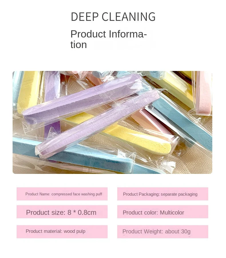 12/50PC Compressed Face Wash Wash Face Sponge Clean Face Disposable Powder Puff Face Cleansing Cotton Pad Cleansing Beauty Strip