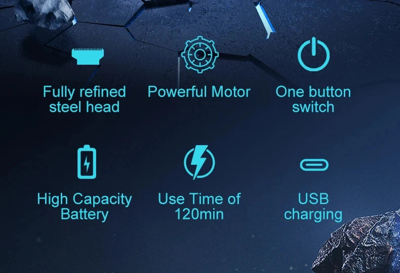 Design of adjustable cutter head with USB charging for electric hair clipper hair and beard trimming