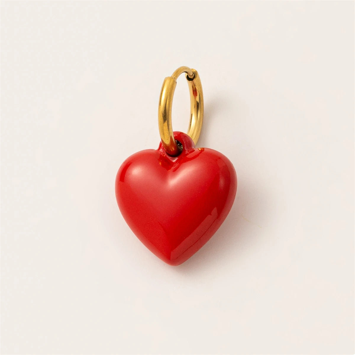 Drip oil red love necklace pendant, niche heart-shaped couple accessory DIY handmade pendant, gold-plated