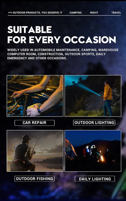 High Powerful LED Flashlights Long Range 150M Super Bright Torch Light Rechargeable Waterproof Outdoor Camping Lamp
