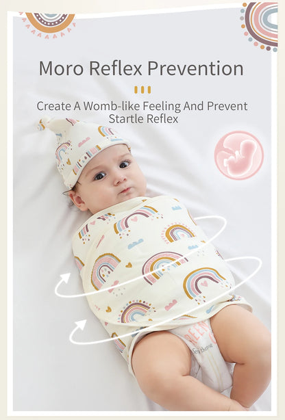 Bilayer Baby Wrap Blanket Newborn Baby Swaddle Tie Anti Startle Jump Blanket Summer Thin Cotton Soft Diaper Changing Blanket
