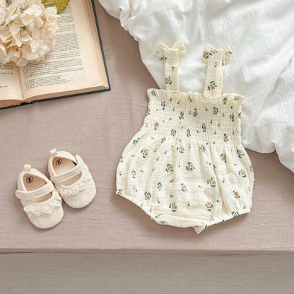 Summer Outfit Kids Baby Clothes Cotton Sleeveless Rompers Newborn Girls Clothes Toddlers Flower Bow Kids One-pieces Bodysuits