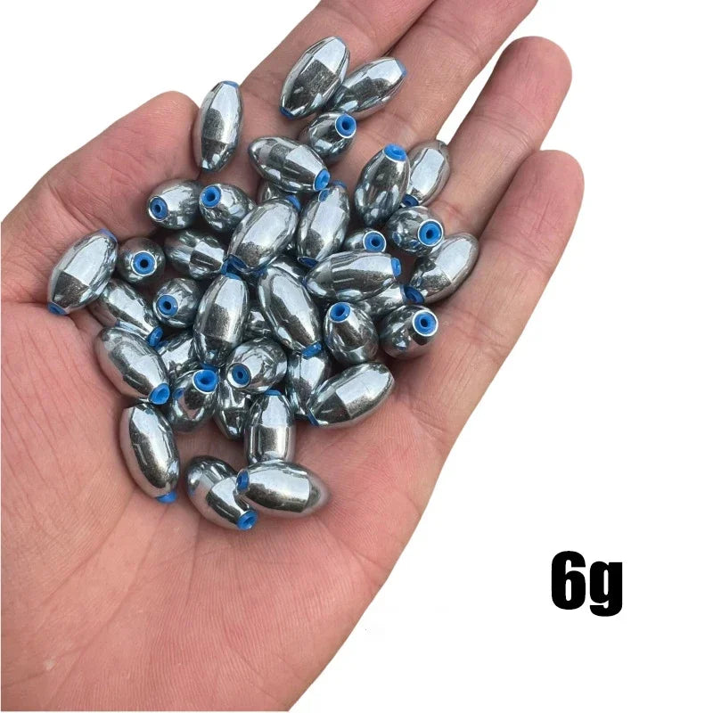 10pcs/Lot Alloy Hollow Olive Fishing Sinkers 3g/4g/5g/6g/7g/8g/9g/10g/12g/15g Carbon Steel Fishing Weights Fishing Accessories