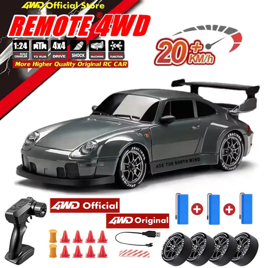 4WD Remote Control Drift Car Full Size 1:24 Mini Remote Control Racing Car Model 2.4G Radio High Speed 4X4 RC Car Vehicle Toy